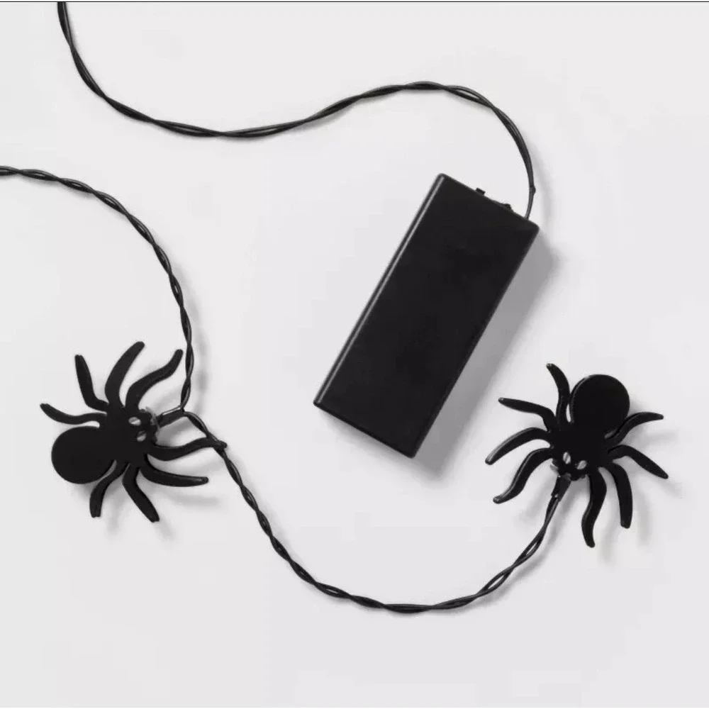 10 ct LED Metal Spider Halloween‎ String Lights Purple Hyde & EEK New